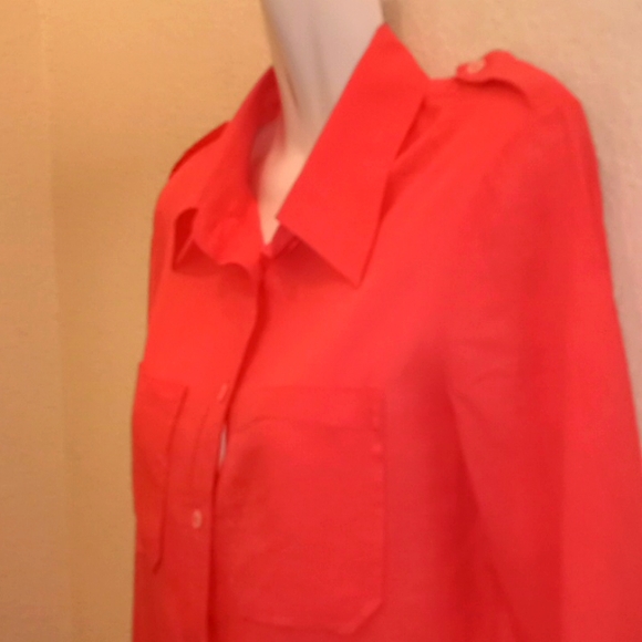 Tory Burch Coral Button Down Top - Picture 2 of 11